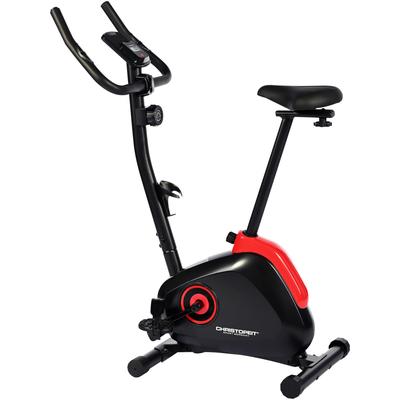 Heimtrainer CHRISTOPEIT SPORT "HT 2.0", schwarz (schwarz, rot), Fahrradtrainer, ohne Unterlegmatte, Schwungmasse ca. 5 kg, 8 Widerstandsstufen, B:47cm H:122cm L:89cm