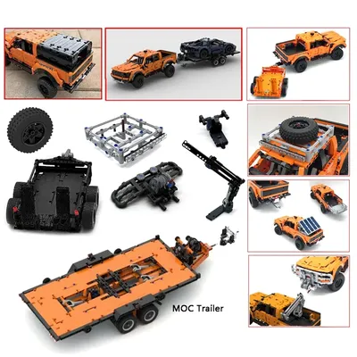 Technische Dosen geneigte Tonabnehmer F-150 Raptor Trailer Modellbausteine DIY 42126 MOD Bricks Image