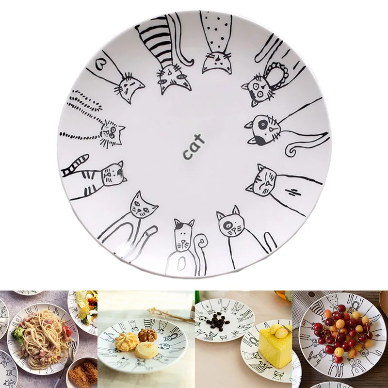 Nette Katze Keramik Platte Westlichen Abendessen Dessert Vorspeise Salat Teller Steak Service Platten Home Party Wichtigsten Gerichte Geschirr Hogard Image