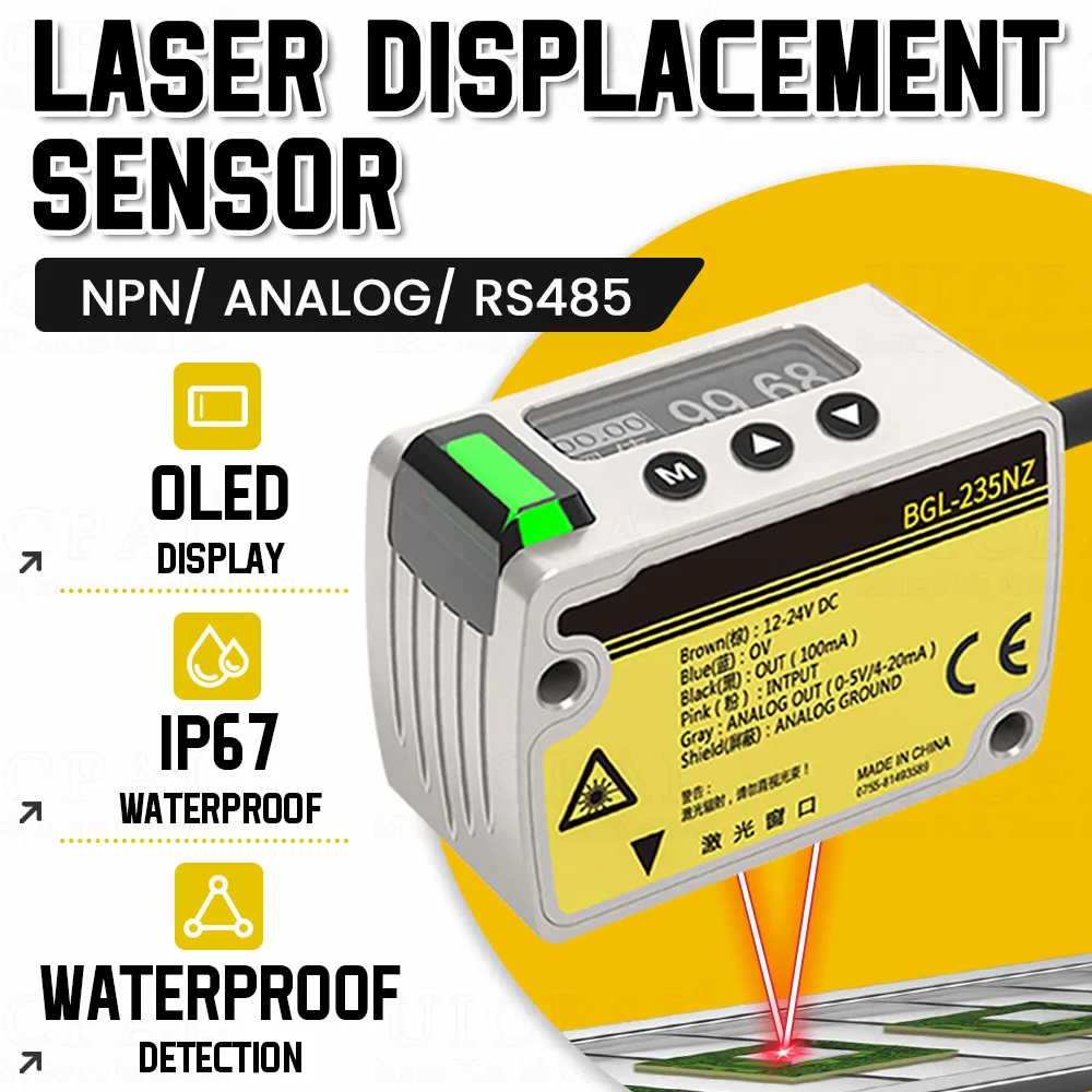 Laser verschiebung pegel Sensor Dicke Höhe Abstands sensoren Sender hochpräzise 0,002mm Schalt npn rs485 Image
