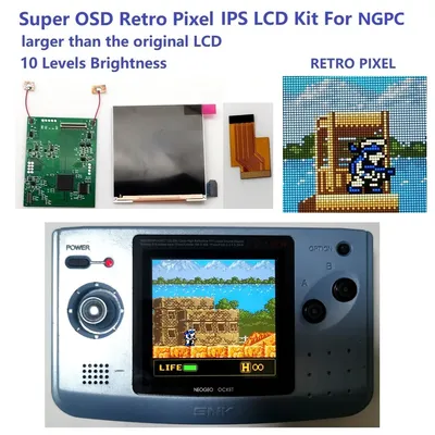 Newest Super OSD DIY Coloful Q5 Larger Screen LCD display For NGPC Backlight LCD Kit For NEOGEO