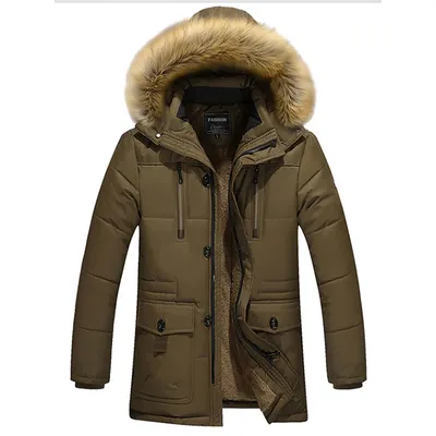 Men's Casual Trend Korean Version Of The New Raccoon Fur Collar Mouth In The Long Cold Warm Cotton Jacket Thickening