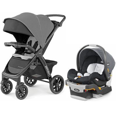 Chicco Bravo LE ClearTex Quick-Fold Stroller + KeyFit 30 ClearTex Travel System Bundle - Pewter