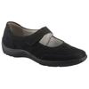 Riemchenballerina WALDLÄUFER "HENNI", Damen, Gr. 8 (42), schwarz, Nubukleder, sportlich, Schuhe, Slipper, Bequemschuh, Klettschuh in komfortabler Weite H (=sehr weit)