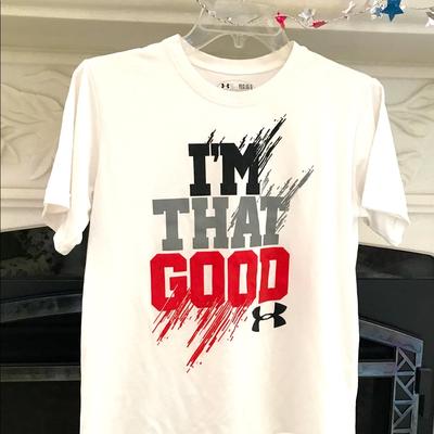 Under Armour Shirts & Tops | Under Armour Heat Gear Large Kid. “I’m That Good” | Color: White | Size: Lb