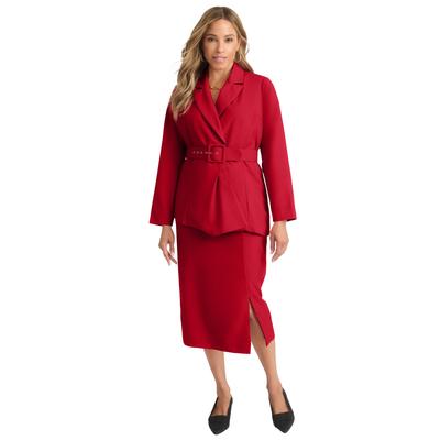 Plus Size Women's Belted Skirt Suit by Jessica London in Classic Red (Size 22 W)