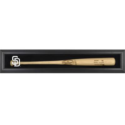 Wandmontierte Vitrine mit Logo der San Diego Padres, schwarzer Rahmen, für einen einzelnen Schläger Image