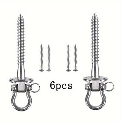 TEMU 6pcs/2pcs Swing Hangers Swing Set Hooks Stainless Steel Hooks For Porch Swing, Chair, Heavy Bag, Yoga Silk, Suspension Straps, Gymnastics Rings More Reliable