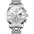 Montres à quartz OLEVS 2856 pour homme chronographe à volant squeletté mode classique montre de marque TOP pour homme phase de lune étanche
