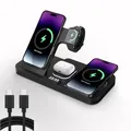 Caricabatterie wireless per orologio digitale 6IN1 per Samrtphone Stazione di ricarica pieghevole per luce notturna RGB per Airpods Pro Huawei Apple Watch