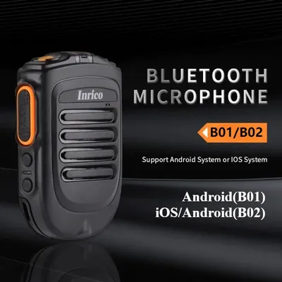 Inrico Wireless PTT Microphone B01 B02 iOS Version Wireless PTT Button Zello mic Zello ptt Button Speaker for iOS/Android Phone