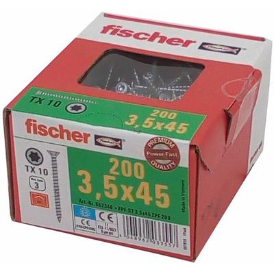Fischer - 200x Spanplattenschrauben 3,5x45 TX10 Holzschrauben verzinkt Vollgewinde Image