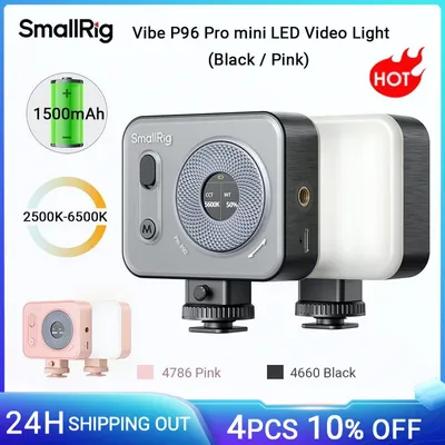 Small rig vibe p96 pro mini led video licht kamera licht für fotografie cri95 2500-6500k (schwarz/pink) für sony youtube vlogging