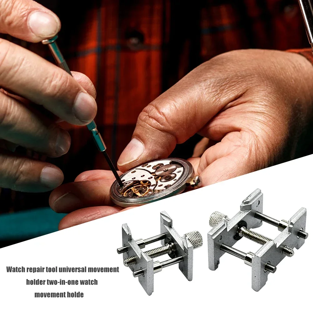 2 stücke Multifunktionale Universal Uhr Bewegung Halter Feste Basis 2in1 Uhren Fall Clamp Reparatur Werkzeuge für Uhrmacher Image