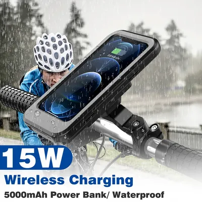 Wasserdichte Handy-Unterstützung USB-Aufladung 15w kabelloses Ladegerät Handy halter stehen universellen Touchscreen für Motorrad Image