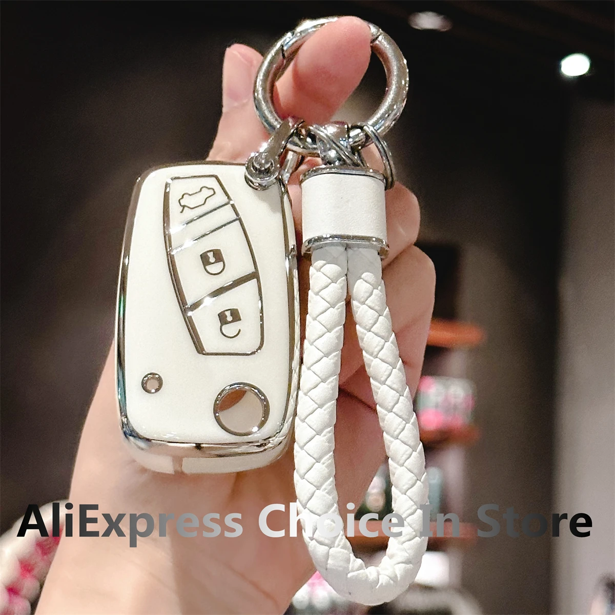 Premium-TPU-Autoschlüsseletui mit Schlüsselanhänger-Lanyard für Fiat Panda Stilo Punto Doblo Grande Bravo 500 Ducato Minibus Image