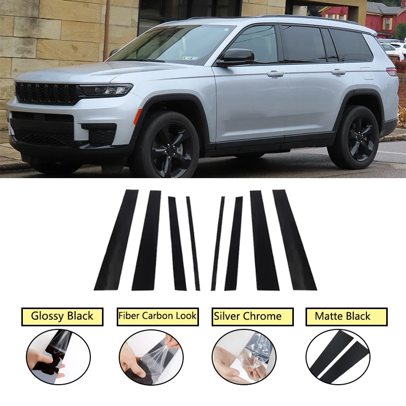8 Stück Auto Säule Post Moulding Trim Cover Aufkleber für Jeep Grand Cherokee l (wl75) 2021 2022 2023 2024 Auto Außen zubehör Image