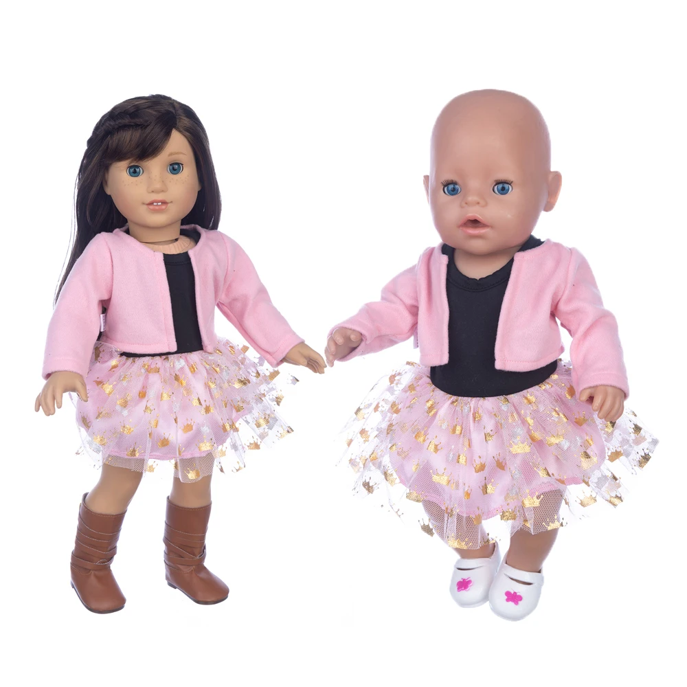 Rosa Chiffonkleid-Puppenkleidung, passend für 43 cm/17 Zoll große Puppen, ohne Schuhe und Puppen, das beste Weihnachtsgeschenk für Kinder