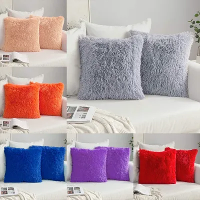 Solide flauschige Pelz dekorative Kissen bezug Luxus Kristall Plüsch Samt weiche Kissen bezug solide Image