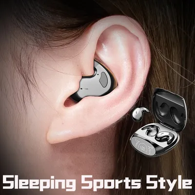 SK Ultra-thin Sleep Headphones 5.3 Wireless Bluetooth Headset Invisible Earbuds Hidden In Ear Button