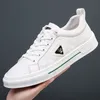 Neue Schuhe für Männer Echt leder Freizeit schuhe Frühlings mode Stich weiß flache Skateboards chuhe