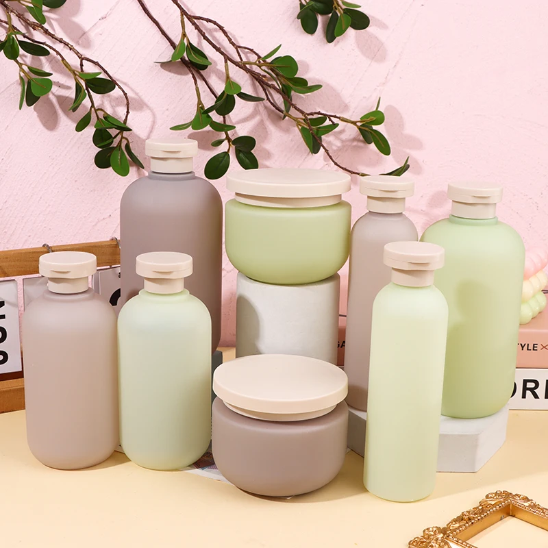 Grün grau nachfüllbare Flasche Flip Deckel leer Kunststoff Hände desinfektion mittel Shampoo Lotion Flaschen kosmetische Creme Gläser Reise Essentials Image