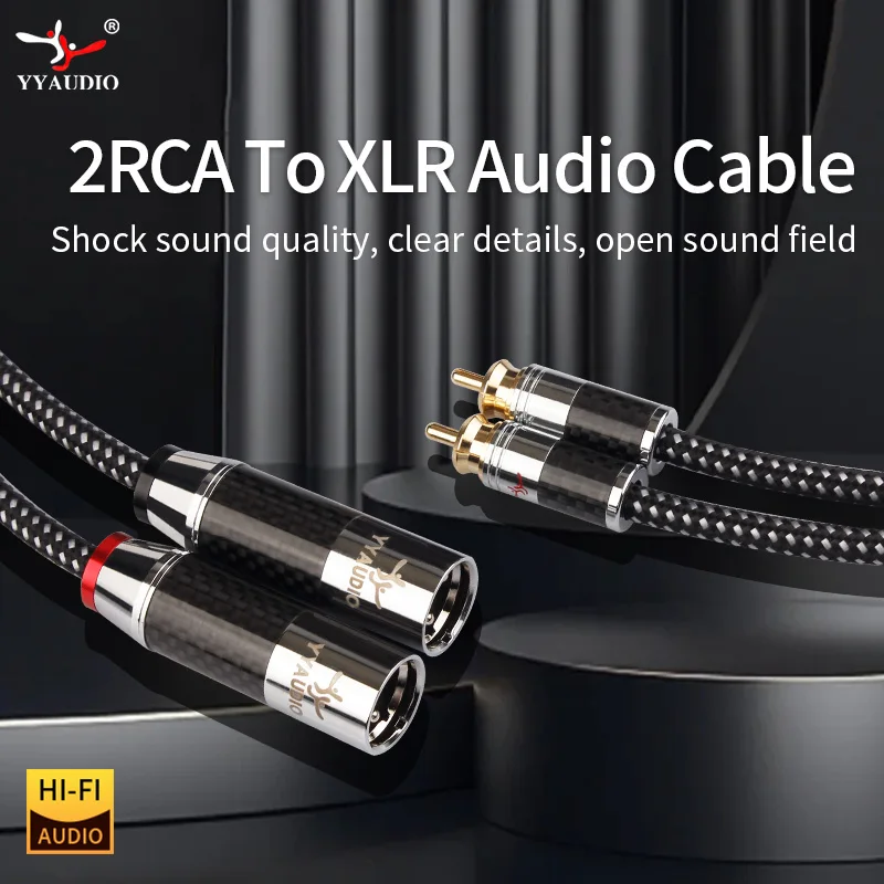 YYAUDIO Hifi 2 XLR Buchse auf 2 Cinch-Stecker Kabel 2 XLR auf Cinch-Stecker Stereo-Audiokabel Lautsprecher Mikrofon Verstärker Mixe Wire Image