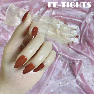 Öl Shiny Transparent Super Dünne Latex Zentai Lange Handschuhe Mit Rot Nägel Sheer Cosplay Kigurumi Image