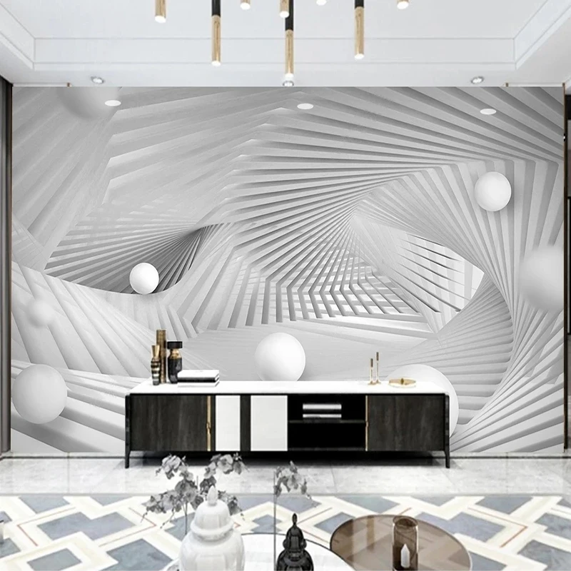 Benutzerdefinierte Wandbild Tapete Moderne Minimalistische 3D Raum Wohnzimmer TV Sofa Hintergrund Wand Home Decor Papel De Parede Tapety Fresko Image