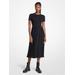 Michael Kors Ribbed Knit and Woven Dress Black L