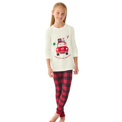 Plus Size Women's Dreams & Co. ® Kids Pajama Set by Dreams & Co. in Red Buffalo Plaid Car (Size 7/8 (M))