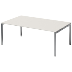 Bisley Cito Konferenztisch höhenverstellbar 200x120 cm, Tischplatte in Grauweiß, U-Gestell in Silber - Besprechungstisch & Meetingtisch, großer Chef Image