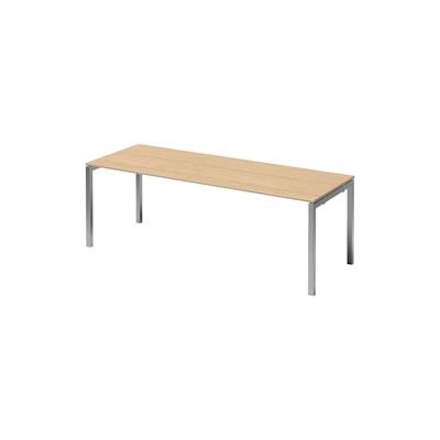 Bisley Cito Schreibtisch 220x80 cm, Tischplatte in Ahorn, U-Gestell in Silber - Bürotisch & Computertisch, PC Tisch für's Büro, Arbeitshöhe: 74 cm Image