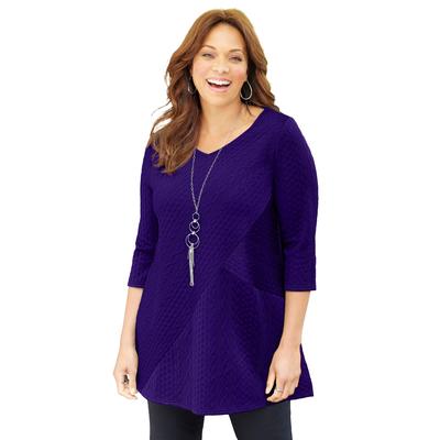 Plus Size Women's Spliced Cable Tunic by Catherines in Deep Grape (Size 5X)