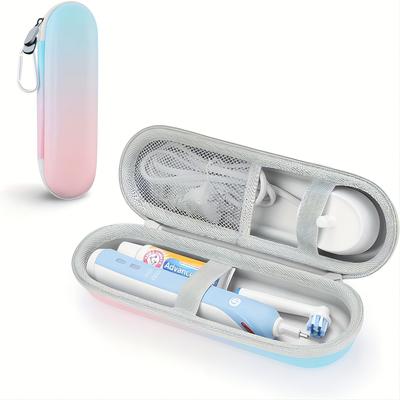 TEMU Travel-friendly Electric Toothbrush Case - Shockproof Eva With Waterproof Pu Coating, Spacious Storage For Brushes, Heads & Accessories - Hypoallergenic Personal Care Organizer Image