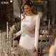 LORIE Abiti da sposa a sirena in raso di lusso Manica ad aletta Glitter Solido Abito da sposa da sera sexy Abito da sposa con o-collo con paillettes Personalizzato