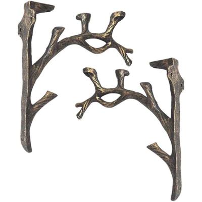 Memkey - Vintage-Regalhalterungen (2 Stück), Gusseisen, quadratisches Regal in Astform, machen Sie Image