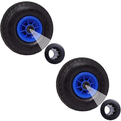 2x Sackkarrenrad Luftrad 260x85 3.00-4 Achlänge 75 mm 4PR Lagen mit Nadellager blau Image