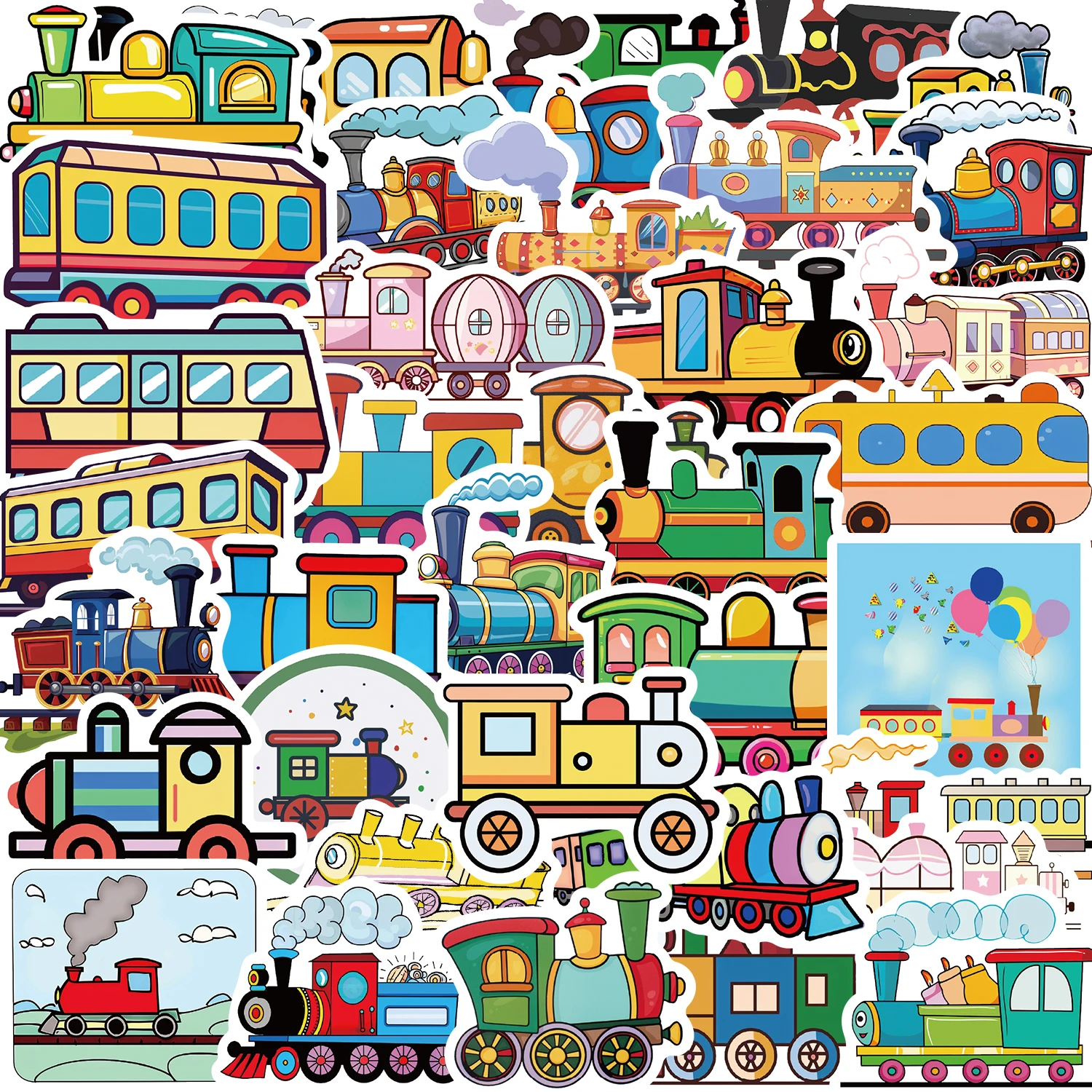 56PCS Nette Cartoon Retro Zug Aufkleber DIY Laptop Gepäck Skateboard Graffiti Wasserdicht Aufkleber Aufkleber für Kind Spielzeug Image