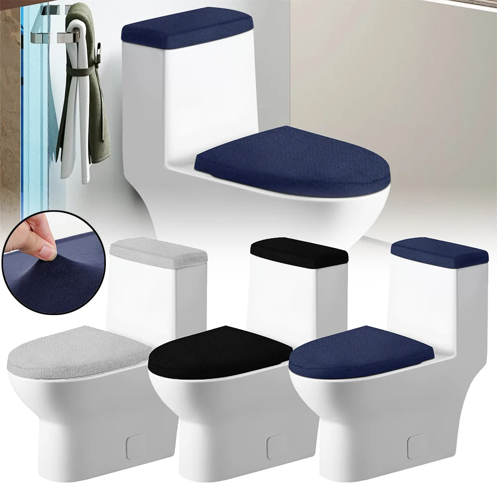WC-Tank-Deckelabdeckung, Stretch-Samt, Badezimmer-WC-Abdeckungsset, weich, bequem, universelles WC-Kissen, Badezimmer-Zubehör