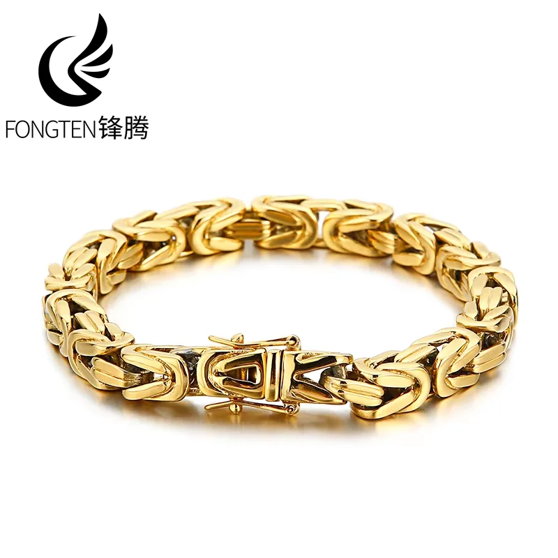 Fongten byzanti nischen Charme Männer Armband Edelstahl Kette Armbänder Armreifen männlich Hip Hop Gold Silber Farbe Schmuck