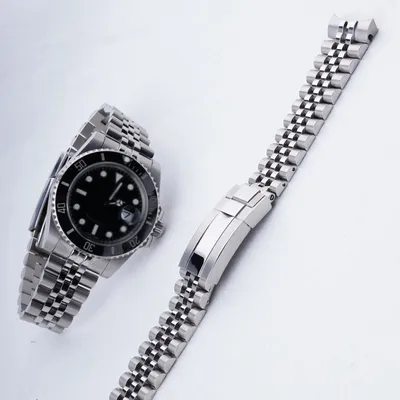 Rolamy 20mm Silber Edelstahl Ersatz Armband Armband Armband Jubiläum mit Austern verschluss für Sub Image