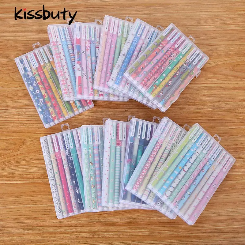 10 Teile/satz Farbige 0,38mm Tinte Flamingo Einhorn Gel Stift Tier Starry Sky Kawaii Gel Bleistifte Büro Schule Schreibwaren Image