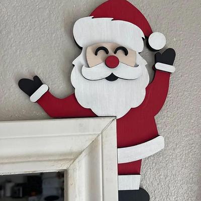 Christmas Door Topper – Funny Snowman Santa Claus Corner Sign for Holiday Home Décor, Windows, Walls, and DIY Christmas Party Ornaments