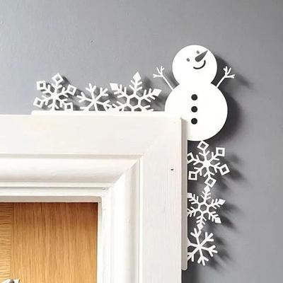 Christmas Door Topper – Funny Snowman Santa Claus Corner Sign for Holiday Home Décor, Windows, Walls, and DIY Christmas Party Ornaments