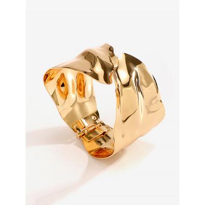 Gold Plated Iron Wavy Cuff Bracelet – Bold and Elegant Statement Jewelry for Women