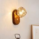 LED Indoor Wall Lights Warm White 20cm 1-Light Ice Cube Shape Wall Light Living Room Background Wall Lamp G9 Wood Glass Retro Simple Wall Mount Sconce Fixture Minimalist Bedroom Bedside Atmosphere Lamp 110-240V
