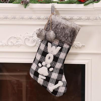 Christmas Decorations, Plaid Fur-Collar Socks, Christmas Tree Ornaments, and Cartoon Candy Bags