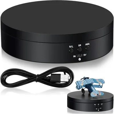 360 Degree Motorized Rotating Turntable Display Stand with USB Power Cable for Photography Products