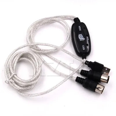 USB Cable IN-OUT MIDI Converter for PC to Electronic Organ Music Audio Keyboard with LED Adapter